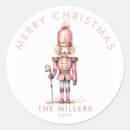 ヴィンテージピンクナツクラッカーミニマル水色 ラウンドシール