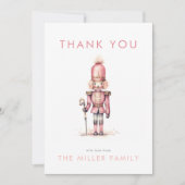 ヴィンテージピンクナツクラッカー水色クリスマス サンキューカード (正面)