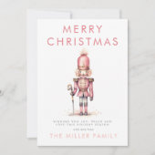 ヴィンテージピンクナツクラッカー水色クリスマス シーズンカード (正面)