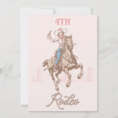 ヴィンテージピンクニーエイジ女性のカーボーイロデオ誕生日 招待状 (裏面)