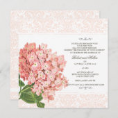 ヴィンテージピンクハイドランジア結婚式招待状 招待状 (正面/裏面)