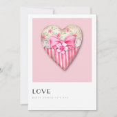 ヴィンテージピンクハートパーソナライズされたバレンタインデー シーズンカード (正面)