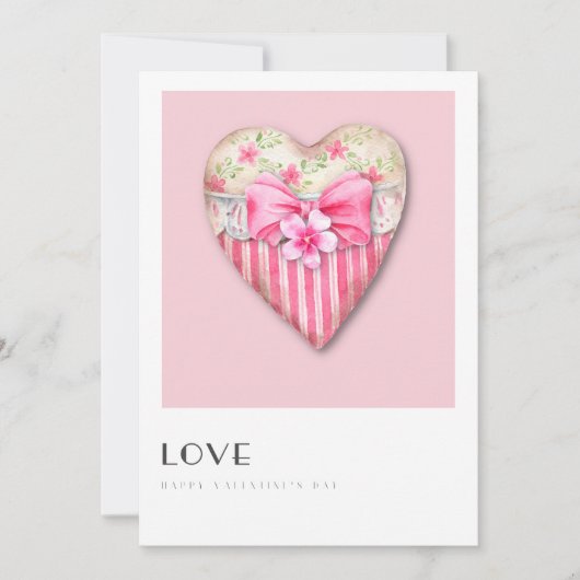 ヴィンテージピンクハートパーソナライズされたバレンタインデー シーズンカード (正面)