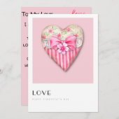 ヴィンテージピンクハートパーソナライズされたバレンタインデー シーズンカード (正面/裏面)