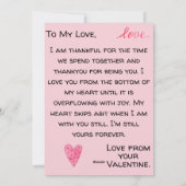 ヴィンテージピンクハートパーソナライズされたバレンタインデー シーズンカード (裏面)