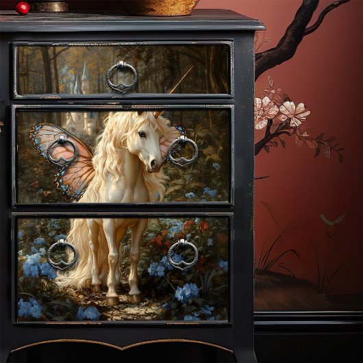 ヴィンテージピンクバタフライ妖精の馬デカップクラフト 薄葉紙