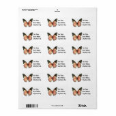 ヴィンテージピンクバタフライ差出人住所ラベル ラベル (フルシート)