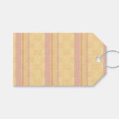 ヴィンテージピンクバター白アンティークダマスクストライプ ギフトタグ (正面(横))