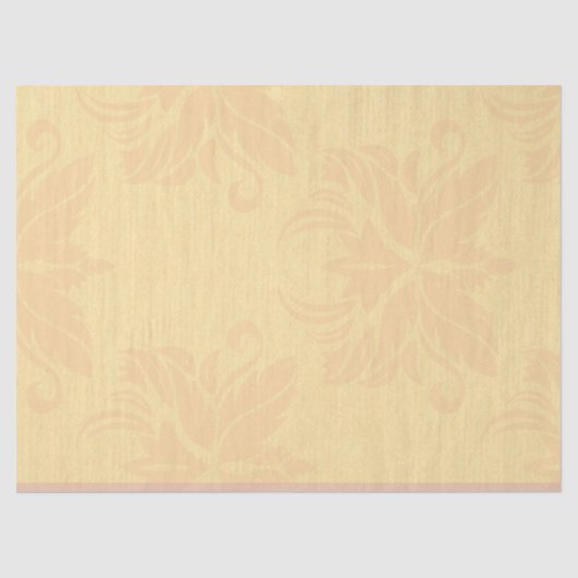 ヴィンテージピンクバター白アンティークダマスク 薄葉紙 (正面)