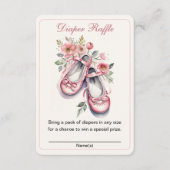 ヴィンテージピンクバレリナシューズガールおむつラッフル エンクロージャーカード (正面)