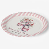 ヴィンテージピンクバレリーナシューズガールベビーシャワー ペーパープレート (アングル)