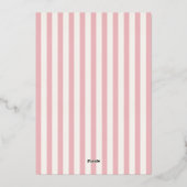 ヴィンテージピンクバレリーナシューズガールベビーシャワー 箔招待状 (裏面)