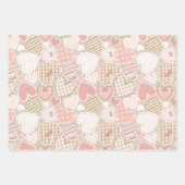 ヴィンテージピンクパッチワークハート工芸品テーマ ラッピングペーパーシート (正面)