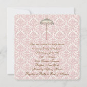 ヴィンテージピンクパラソル傘ベビーガールシャワー 招待状 (裏面)