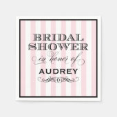 ヴィンテージピンクパリジャンストライプブライダルシャワー スタンダードカクテルナプキン (正面)