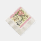 ヴィンテージピンクパリフランスのテーマ紙ナプキンス 縁ありカクテルナプキン (角)