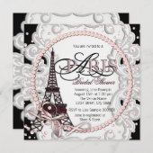 ヴィンテージピンクパリブライダルシャワー 招待状 (正面/裏面)