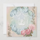 ヴィンテージピンクパリベビーシャワー招待状 招待状 (裏面)