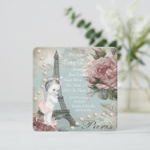 ヴィンテージピンクパリベビーシャワー 招待状 (スタンド正面)