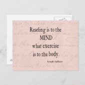 ヴィンテージピンクパーチメント紙書ズアディソン引用文 ポストカード (正面/裏面)