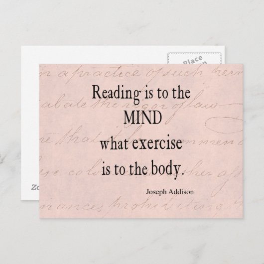 ヴィンテージピンクパーチメント紙書ズアディソン引用文 ポストカード (正面/裏面)