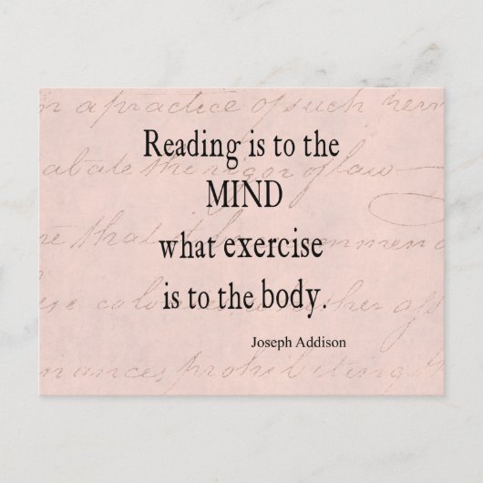 ヴィンテージピンクパーチメント紙書ズアディソン引用文 ポストカード (正面)