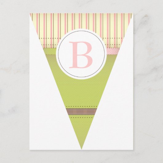 ヴィンテージピンクパーティーフラグバンティングバナーポストカード ポストカード (正面)