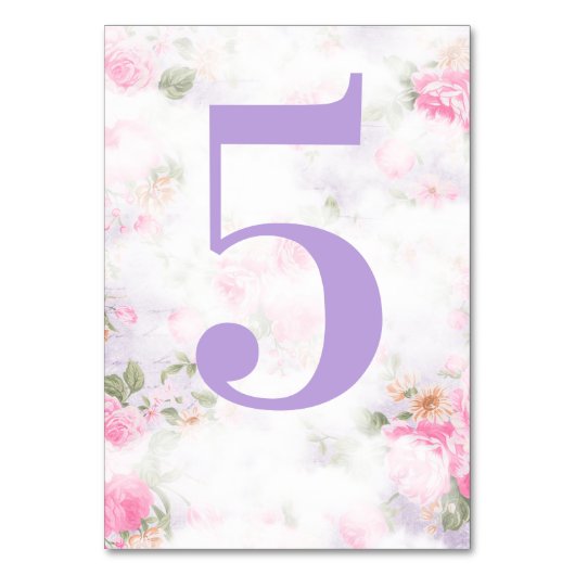 ヴィンテージピンクパープルフローラテーブル番号 テーブルナンバー (正面)