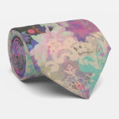 ヴィンテージピンクパープルレース美しい花フローラ ネクタイ (ロール)