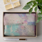 ヴィンテージピンクパープルレース美しい花 薄葉紙 (ギフト)