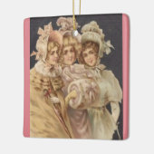 ヴィンテージピンクビクトリアンのクリスマス飾り セラミックオーナメント (左)