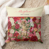 ヴィンテージピンクビクトリアンクケルブバラシャビーシック クッション (ブランケット)