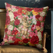 ヴィンテージピンクビクトリアンクケルブバラシャビーシック クッション