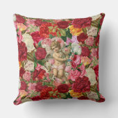 ヴィンテージピンクビクトリアンクケルブバラシャビーシック クッション (裏面)