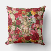 ヴィンテージピンクビクトリアンクケルブバラシャビーシック クッション (正面)
