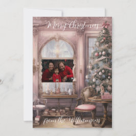 ヴィンテージピンクビクトリアン写真 シーズンカード