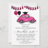 ヴィンテージピンクビートル気球が卒業して運転 招待状 (正面)