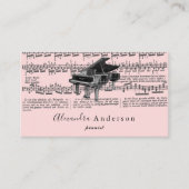 ヴィンテージピンクピアニスト音楽先生名刺 名刺 (正面)