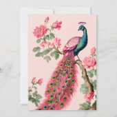 ヴィンテージピンクピーコックス結婚インディアン 招待状 (裏面)