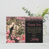 ヴィンテージピンクピーコック誕生日ありがとう サンキューカード (スタンド正面)