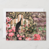 ヴィンテージピンクピーコック誕生日ありがとう サンキューカード (裏面)