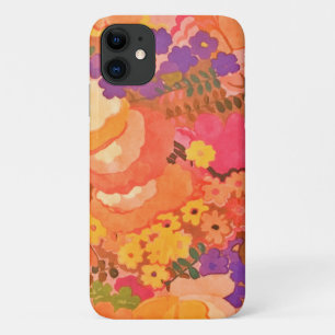 ヴィンテージピンクピーチフラワーズ牡丹水彩 iPhone 11 ケース