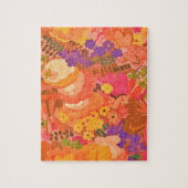 ヴィンテージピンクピーチフラワーボタニカルウォーター ジグソーパズル (縦)