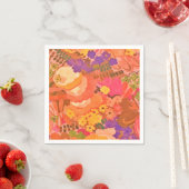 ヴィンテージピンクピーチフラワーボタニカルウォーター スタンダードカクテルナプキン (インサイチュ)