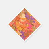 ヴィンテージピンクピーチフラワーボタニカルウォーター スタンダードカクテルナプキン (角)