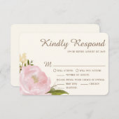 ヴィンテージピンクピーニーウェディングRSVPカード2 出欠カード (正面/裏面)