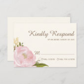 ヴィンテージピンクピーニーウェディングRSVPカード 出欠カード (正面/裏面)