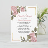 ヴィンテージピンクピーニーエレガントフローラブライダルシャワー 招待状 (スタンド正面)