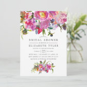 ヴィンテージピンクピーニーズウォーターカラーブライダルシャワー 招待状 (スタンド正面)