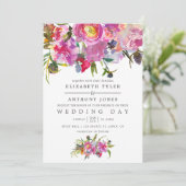 ヴィンテージピンクピーニーズウォーターカラー結婚式招待状 招待状 (スタンド正面)